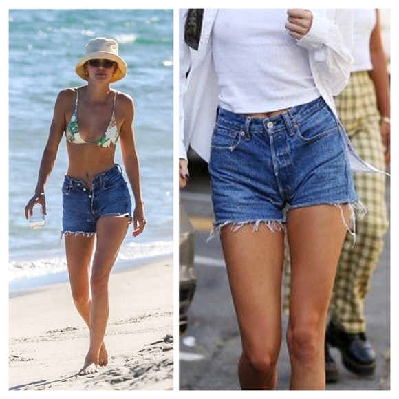 Vintage Levi's 501 Button Fly Cutoff Denim Shorts 26 & 29 - Picture 8 of 13